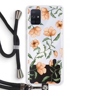 CaseCompany Peachy flowers: Samsung Galaxy A71 Transparant Hoesje met koord