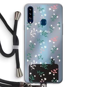 CaseCompany Small white flowers: Samsung Galaxy A20s Transparant Hoesje met koord