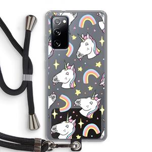 CaseCompany Rainbow Unicorn: Samsung Galaxy S20 FE / S20 FE 5G Transparant Hoesje met koord