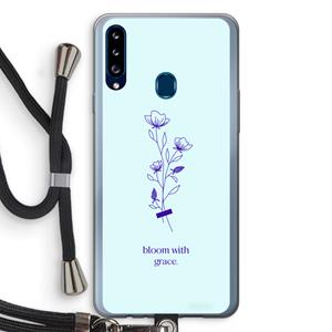 CaseCompany Bloom with grace: Samsung Galaxy A20s Transparant Hoesje met koord