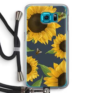 CaseCompany Sunflower and bees: Samsung Galaxy S6 Transparant Hoesje met koord