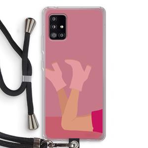 CaseCompany Pink boots: Samsung Galaxy A51 5G Transparant Hoesje met koord