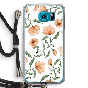 CaseCompany Peachy flowers: Samsung Galaxy S6 Transparant Hoesje met koord