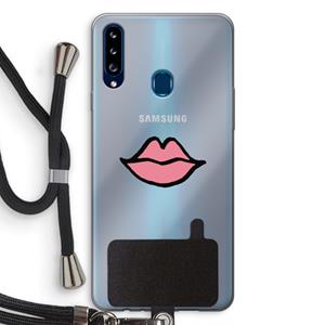 CaseCompany Kusje: Samsung Galaxy A20s Transparant Hoesje met koord