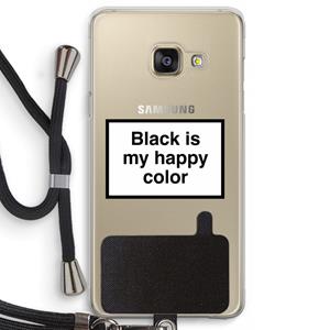 CaseCompany Black is my happy color: Samsung Galaxy A3 (2016) Transparant Hoesje met koord