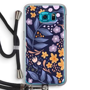 CaseCompany Flowers with blue leaves: Samsung Galaxy S6 Transparant Hoesje met koord