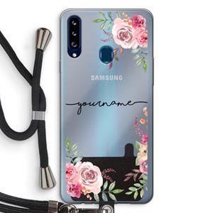 CaseCompany Rozen: Samsung Galaxy A20s Transparant Hoesje met koord