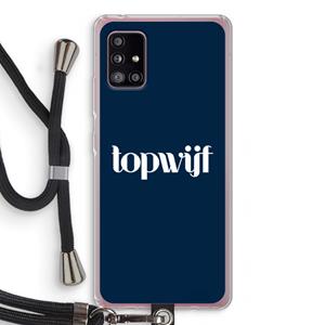 CaseCompany Topwijf Navy: Samsung Galaxy A51 5G Transparant Hoesje met koord