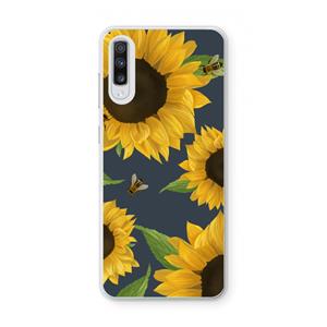CaseCompany Sunflower and bees: Samsung Galaxy A70 Transparant Hoesje