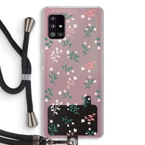 CaseCompany Small white flowers: Samsung Galaxy A51 5G Transparant Hoesje met koord