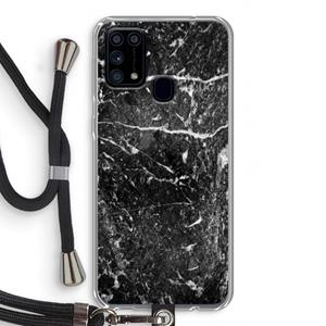 CaseCompany Zwart marmer: Samsung Galaxy M31 Transparant Hoesje met koord