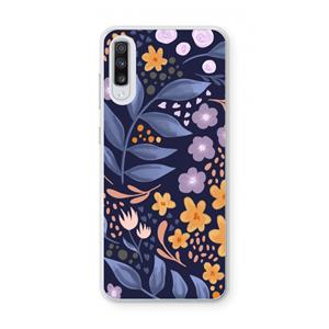 CaseCompany Flowers with blue leaves: Samsung Galaxy A70 Transparant Hoesje