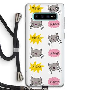 CaseCompany Meow: Samsung Galaxy S10 Plus Transparant Hoesje met koord