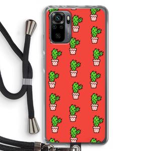 CaseCompany Mini cactus: Xiaomi Redmi Note 10 Pro Transparant Hoesje met koord