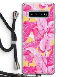 CaseCompany Pink Banana: Samsung Galaxy S10 Plus Transparant Hoesje met koord