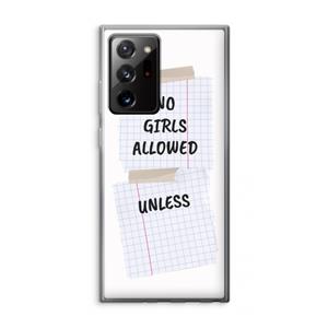 CaseCompany No Girls Allowed Unless: Samsung Galaxy Note 20 Ultra / Note 20 Ultra 5G Transparant Hoesje