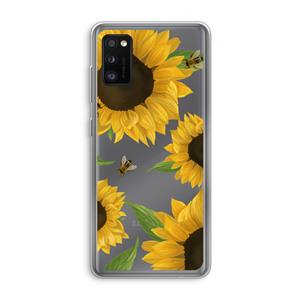 CaseCompany Sunflower and bees: Samsung Galaxy A41 Transparant Hoesje