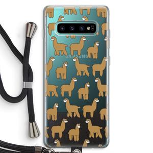 CaseCompany Alpacas: Samsung Galaxy S10 Plus Transparant Hoesje met koord
