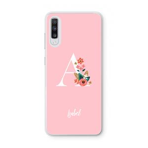 CaseCompany Pink Bouquet: Samsung Galaxy A70 Transparant Hoesje