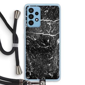 CaseCompany Zwart marmer: Samsung Galaxy A52 Transparant Hoesje met koord