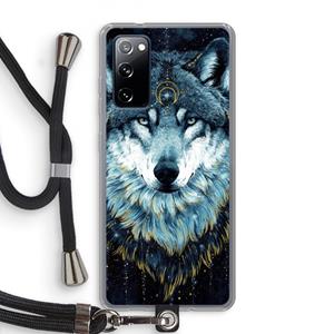 CaseCompany Darkness Wolf: Samsung Galaxy S20 FE / S20 FE 5G Transparant Hoesje met koord