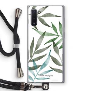 CaseCompany Tropical watercolor leaves: Samsung Galaxy Note 10 Transparant Hoesje met koord