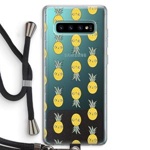 CaseCompany Ananas: Samsung Galaxy S10 Plus Transparant Hoesje met koord