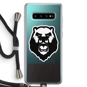 CaseCompany Angry Bear (white): Samsung Galaxy S10 Plus Transparant Hoesje met koord