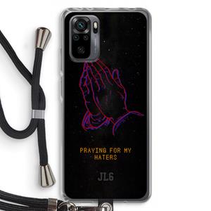 CaseCompany Praying For My Haters: Xiaomi Redmi Note 10 Pro Transparant Hoesje met koord