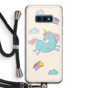 CaseCompany Vliegende eenhoorn: Samsung Galaxy S10e Transparant Hoesje met koord