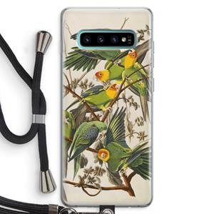 CaseCompany Carolinaparkiet: Samsung Galaxy S10 Plus Transparant Hoesje met koord