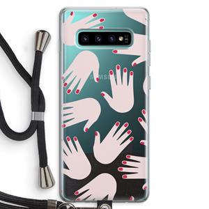 CaseCompany Hands pink: Samsung Galaxy S10 Plus Transparant Hoesje met koord