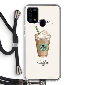 CaseCompany But first coffee: Samsung Galaxy M31 Transparant Hoesje met koord