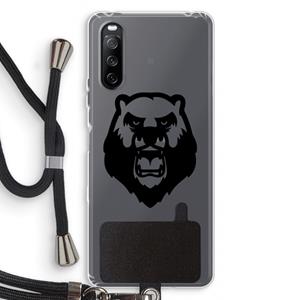 CaseCompany Angry Bear (black): Sony Sony Xperia 10 III Transparant Hoesje met koord