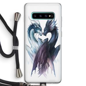 CaseCompany Yin Yang Dragons: Samsung Galaxy S10 Plus Transparant Hoesje met koord