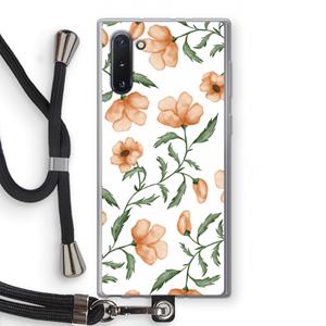 CaseCompany Peachy flowers: Samsung Galaxy Note 10 Transparant Hoesje met koord