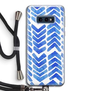 CaseCompany Blauwe pijlen: Samsung Galaxy S10e Transparant Hoesje met koord
