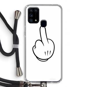 CaseCompany Middle finger white: Samsung Galaxy M31 Transparant Hoesje met koord