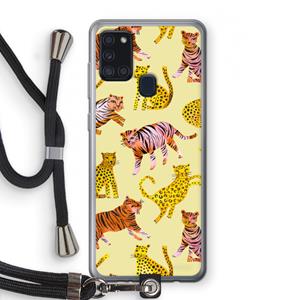 CaseCompany Cute Tigers and Leopards: Samsung Galaxy A21s Transparant Hoesje met koord
