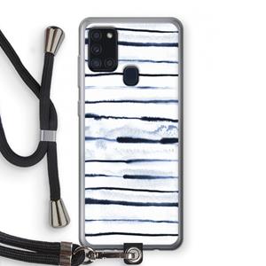 CaseCompany Ink Stripes: Samsung Galaxy A21s Transparant Hoesje met koord