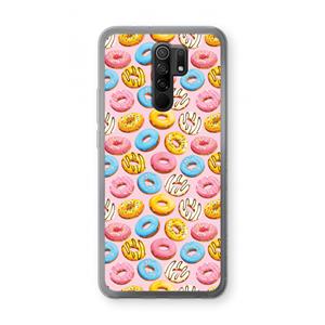 CaseCompany Pink donuts: Xiaomi Redmi 9 Transparant Hoesje