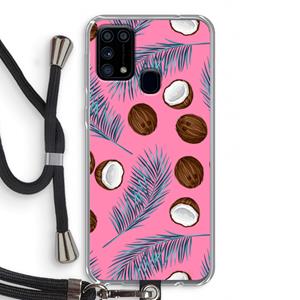 CaseCompany Kokosnoot roze: Samsung Galaxy M31 Transparant Hoesje met koord