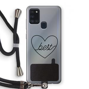 CaseCompany Best heart black: Samsung Galaxy A21s Transparant Hoesje met koord