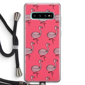 CaseCompany Flamingo: Samsung Galaxy S10 Plus Transparant Hoesje met koord