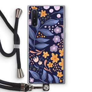 CaseCompany Flowers with blue leaves: Samsung Galaxy Note 10 Transparant Hoesje met koord