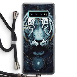 CaseCompany Darkness Tiger: Samsung Galaxy S10 Plus Transparant Hoesje met koord