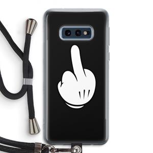 CaseCompany Middle finger black: Samsung Galaxy S10e Transparant Hoesje met koord