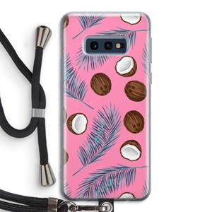 CaseCompany Kokosnoot roze: Samsung Galaxy S10e Transparant Hoesje met koord