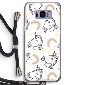 CaseCompany Rainbow Unicorn: Samsung Galaxy S8 Transparant Hoesje met koord