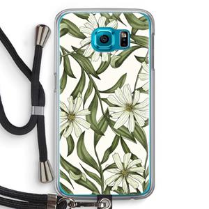 CaseCompany Wit bloemenpatroon: Samsung Galaxy S6 Transparant Hoesje met koord
